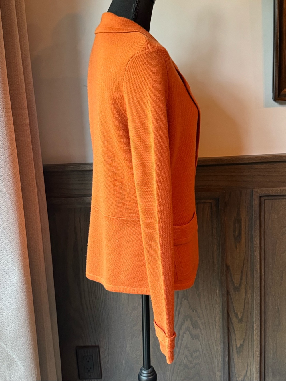Halogen Orange wool blend Knit Blazer large - Picture 5 of 7